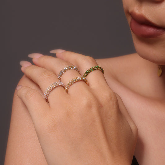 18K Gold PVD Pearl Ring • Unisex Titanium Steel Band • Minimalist Geometric Gold Ring