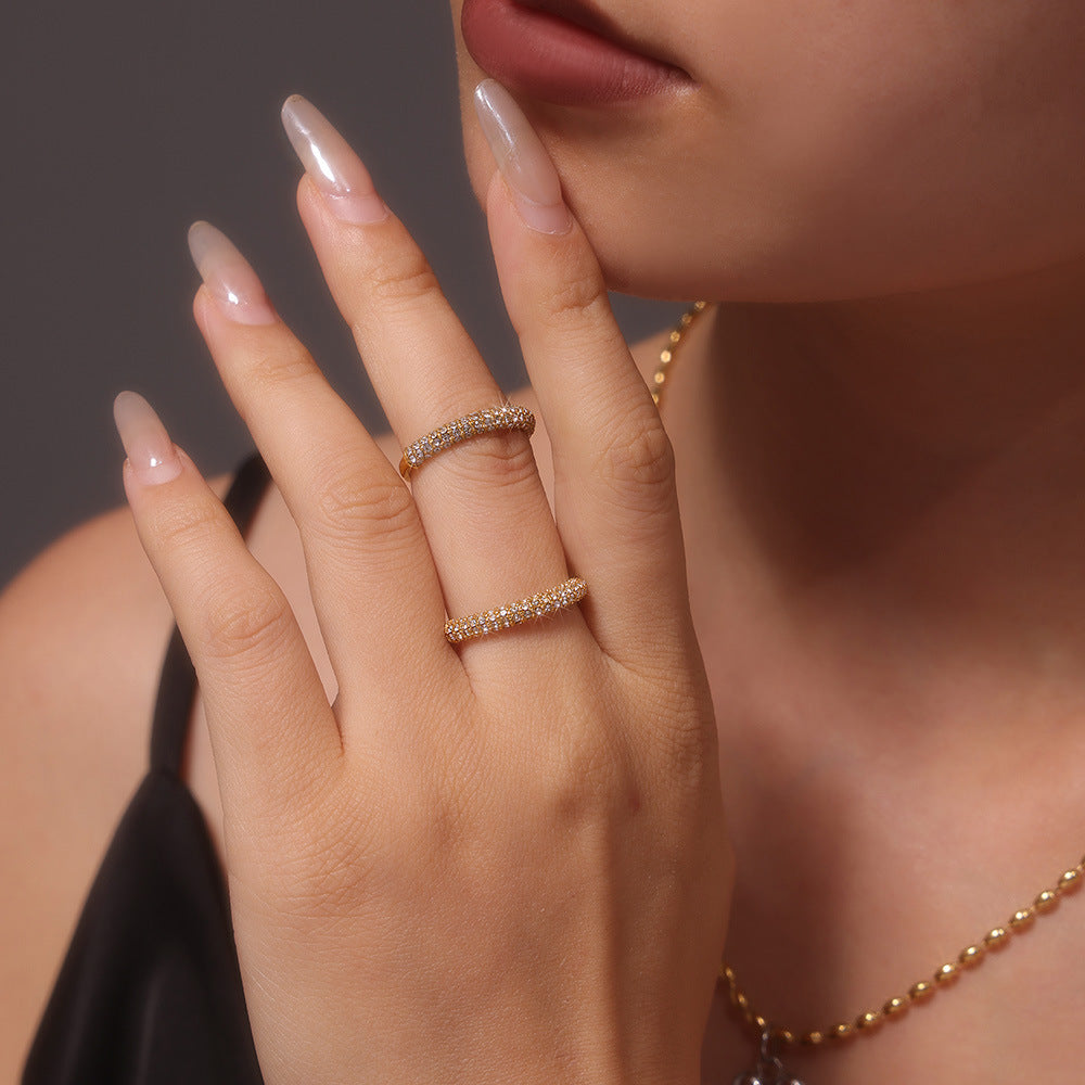 18K Gold PVD Pearl Ring • Unisex Titanium Steel Band • Minimalist Geometric Gold Ring
