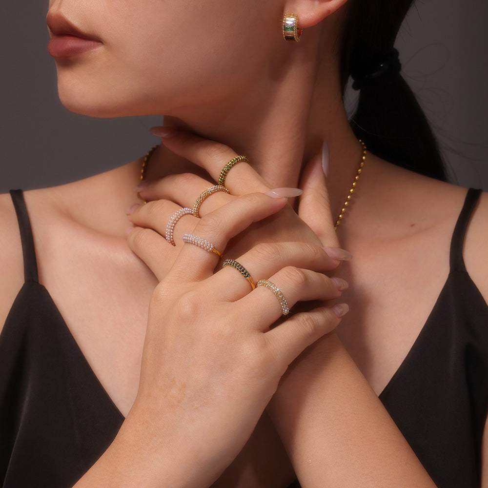 18K Gold PVD Pearl Ring • Unisex Titanium Steel Band • Minimalist Geometric Gold Ring