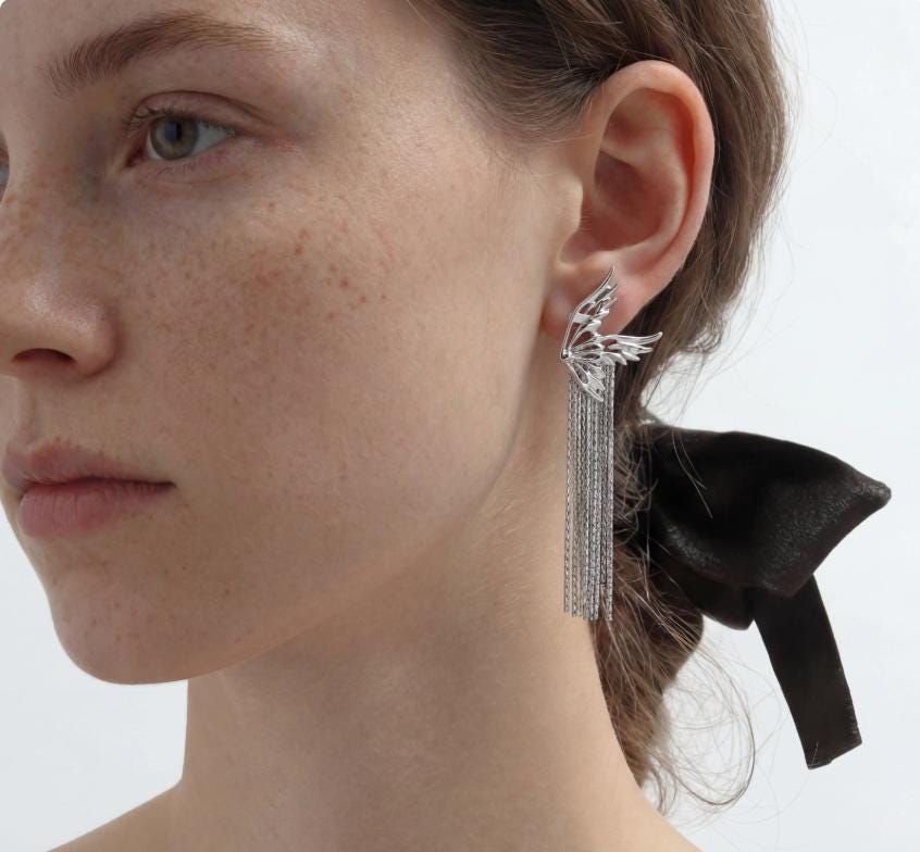 Celestial Wing Fringe Earrings