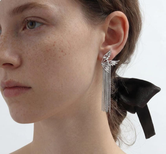 Celestial Wing Fringe Earrings